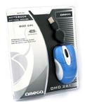 MOUSE OMEGA MINI OM-261 WHITE+BLUE RETRACTABLE CABLE USB w sklepie internetowym Frikomp.pl