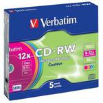 VERBATIM CD-RW 700MB 8-12X COLOUR SLIM CASE*5 43167 w sklepie internetowym Frikomp.pl