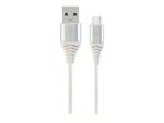 GEMBIRD CC-USB2B-AMCM-1M-BW2 Gembird premium kabel USB-C 2.0 (AM/CM) metalowe wtyki, oplot, 1m, srebrny/biały w sklepie internetowym CTI Store