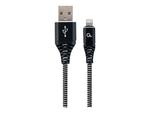 GEMBIRD CC-USB2B-AMLM-1M-BW Gembird Kabel Premium USB 2.0 do 8-pin (metalowe wtyki,oplot) 1m, czarny/biały w sklepie internetowym CTI Store