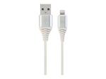 GEMBIRD CC-USB2B-AMLM-2M-BW2 Gembird Kabel Premium USB 2.0 do 8-pin (metalowe wtyki,oplot) 2m, srebrny/biały w sklepie internetowym CTI Store