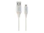 GEMBIRD CC-USB2B-AMLM-1M-BW2 Gembird Kabel Premium USB 2.0 do 8-pin (metalowe wtyki,oplot) 1m, srebrny/biały w sklepie internetowym CTI Store