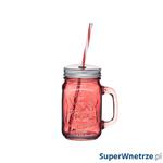 Słoik z uchwytem i słomką 450 ml Kitchen Craft Home Made czerwony w sklepie internetowym SuperWnetrze.pl