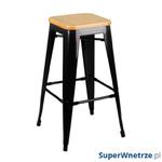 Krzesło barowe 43,5x43,5x75cm King Home Tower Wood sosna/czarne w sklepie internetowym SuperWnetrze.pl