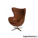 Fotel z ekologicznej skóry 82x110x74cm Jajo brązowy jasny w sklepie internetowym SuperWnetrze.pl