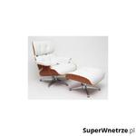 Fotel z podnóżkiem 82x85x54cm D2 Vip biały/rosewood/srebrna baza w sklepie internetowym SuperWnetrze.pl