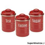 Zestaw 3 pojemników na herbatę kawę i cukier 0,8l Typhoon Vintage Kitchen czerwony w sklepie internetowym SuperWnetrze.pl