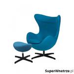 Fotel z podnóżkiem 83x107x72cm King Home Egg ciemny turkus/czarny w sklepie internetowym SuperWnetrze.pl