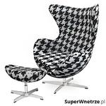 Fotel z podnóżkiem 83x107x72cm King Home Egg duża pepitka/czarno-biały w sklepie internetowym SuperWnetrze.pl