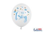 Balony 30cm, It's a Boy, Pastel Pure White (1 op. / 6 szt.) w sklepie internetowym DodatkiWeselne.pl