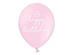 Balony 30cm, happy birthday, P. Baby Pink (1 op. / 6 szt.) w sklepie internetowym DodatkiWeselne.pl