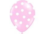 Balon 30cm jasno różowy w białe kropki-1 szt w sklepie internetowym DodatkiWeselne.pl