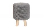 RĘKODZIEŁO :: Pufa stołek siedzisko Ball knit dziergany szary 41cm (Z38591) w sklepie internetowym Home Design 