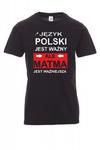 Koszulka z nadrukiem czarna - język polski jest ważny, ale matma jest ważniejsza w sklepie internetowym Entero.pl