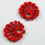 Koraliki drewniane - zawieszki 2 szt. 24mm kwiaty kdz11 czerwone w sklepie internetowym Dekorynka