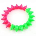 1451 Bransoletka neon KOLCE spike PUNK rock EMO green pink w sklepie internetowym Dekorynka