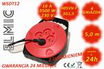 Przedłużacz elektryczny zwijany bębnowy - 5 mb - WS DT 12 / 05 / 1.5 / K - ELMIC czarny / czerwony w sklepie internetowym  elmic
