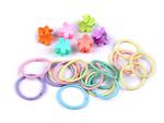 Gumki i spinki żabki kwiatuszki do włosów kpl. Elastic bands and hair clips, frog flowers, set. w sklepie internetowym byBOCIEK.pl