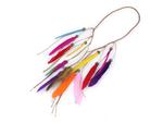 Opaska do włosów elastyczna naszyjnik z piórkami i koralikami Elastic hair band necklace with feathers and beads w sklepie internetowym byBOCIEK.pl