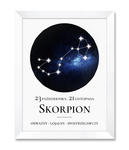 Obraz znak zodiaku Skorpion biała rama w sklepie internetowym iwallstudio.pl