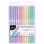 Flamastry dwustronne pastelowe 12 kolorów w sklepie internetowym Inkmax.pl