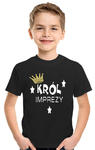 Czarna Koszulka dziecięca urodzinowa KRÓL IMPREZY w sklepie internetowym Roana24