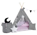 Namiot tipi dla dzieci, bawełna, okienko, mega zestaw, pudrowy design w sklepie internetowym tyletegotu.pl