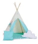 Namiot tipi dla dzieci, bawełna, okienko, poduszka, seledynowe niebo w sklepie internetowym tyletegotu.pl