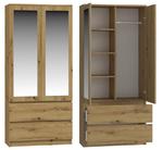 Szafa do sypialni, drzwi, lustra, 2 szuflady, 90x50x180 cm, dąb artisan w sklepie internetowym tyletegotu.pl