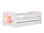 Łóżko dla dziecka, barierka, Babydreams, miś z motylkami, białe w sklepie internetowym tyletegotu.pl
