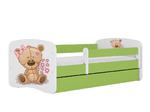 Łóżko dla dziecka, barierka, Babydreams, miś z kwiatkami, zielone w sklepie internetowym tyletegotu.pl
