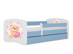 Łóżko dla dziecka, barierka, Babydreams, miś z motylkami, niebieskie w sklepie internetowym tyletegotu.pl