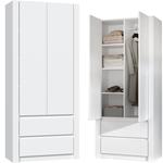 Szafa, garderoba, 2 szuflady, Deko 2D2S, 90x55x180 cm, biel, mat w sklepie internetowym tyletegotu.pl