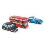 Samochody zabawki drewniane auta Londyn 3 sztuki Tender Leaf Toys w sklepie internetowym panpiksel.pl