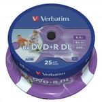 Verbatim DVD+R, 43667, DataLife PLUS, 25-pack, 8.5GB, 8x, 12cm, General, Double Layer, cake box, Wide Printable, do archiwizacji d w sklepie internetowym a4XL.pl