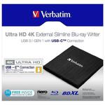 Verbatim externí Blu-Ray mechanika Ultra HD, 4K, 43888, USB 3.1 Gen1 (3.0), USB C w sklepie internetowym a4XL.pl