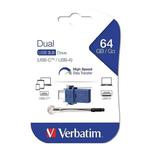 Verbatim USB flash disk OTG, USB 3.0, 64GB, Dual, niebieski, 49967, USB A / USB C, z oczkiem na brelok w sklepie internetowym a4XL.pl