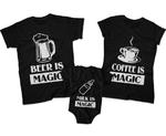 Zestaw koszulek dla rodziców i syna Beer is magic Coffe is magic Milk is magic w sklepie internetowym dirtyshop.pl