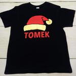 Koszulka dziecięca czarna rozmiar 5-6 czapka mikołaja Tomek w sklepie internetowym dirtyshop.pl