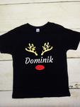 Koszulka dziecięca czarna 7-8 Renifer rogi Dominik w sklepie internetowym dirtyshop.pl