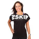 Koszulka damska, fitness, do tańca, na zumbę BLACK BOW 2skin Rozmiar: L Kolor: czarno-biały w sklepie internetowym Asport.pl