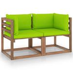 VidaXL Ogrodowa sofa 2-os. z palet, z jasnozielonymi poduszkami, sosna w sklepie internetowym SaleDay.pl