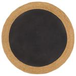 VidaXL Pleciony dywan, czarno-naturalny, 150cm, juta, bawełna, okrągły w sklepie internetowym SaleDay.pl