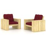 VidaXL Krzesła ogrodowe z poduszkami w kolorze wina, 2 szt., drewniane w sklepie internetowym SaleDay.pl