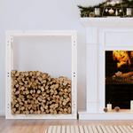 VidaXL Stojak na drewno opałowe, biały, 80x25x100 cm, drewno sosnowe w sklepie internetowym SaleDay.pl