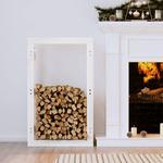 VidaXL Stojak na drewno opałowe, biały, 60x25x100 cm, drewno sosnowe w sklepie internetowym SaleDay.pl