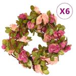 VidaXL Sztuczne girlandy kwiatowe, 6 szt., różana czerwień, 250 cm w sklepie internetowym SaleDay.pl