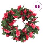 VidaXL Sztuczne girlandy kwiatowe, 6 szt, wiosenny czerwony róż, 250cm w sklepie internetowym SaleDay.pl