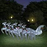 VidaXL Renifery z saniami, dekoracja do ogrodu, 140 diod LED, białe w sklepie internetowym SaleDay.pl