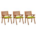 VidaXL Krzesła ogrodowe z poduszkami, 3 szt., lite drewno akacjowe w sklepie internetowym SaleDay.pl